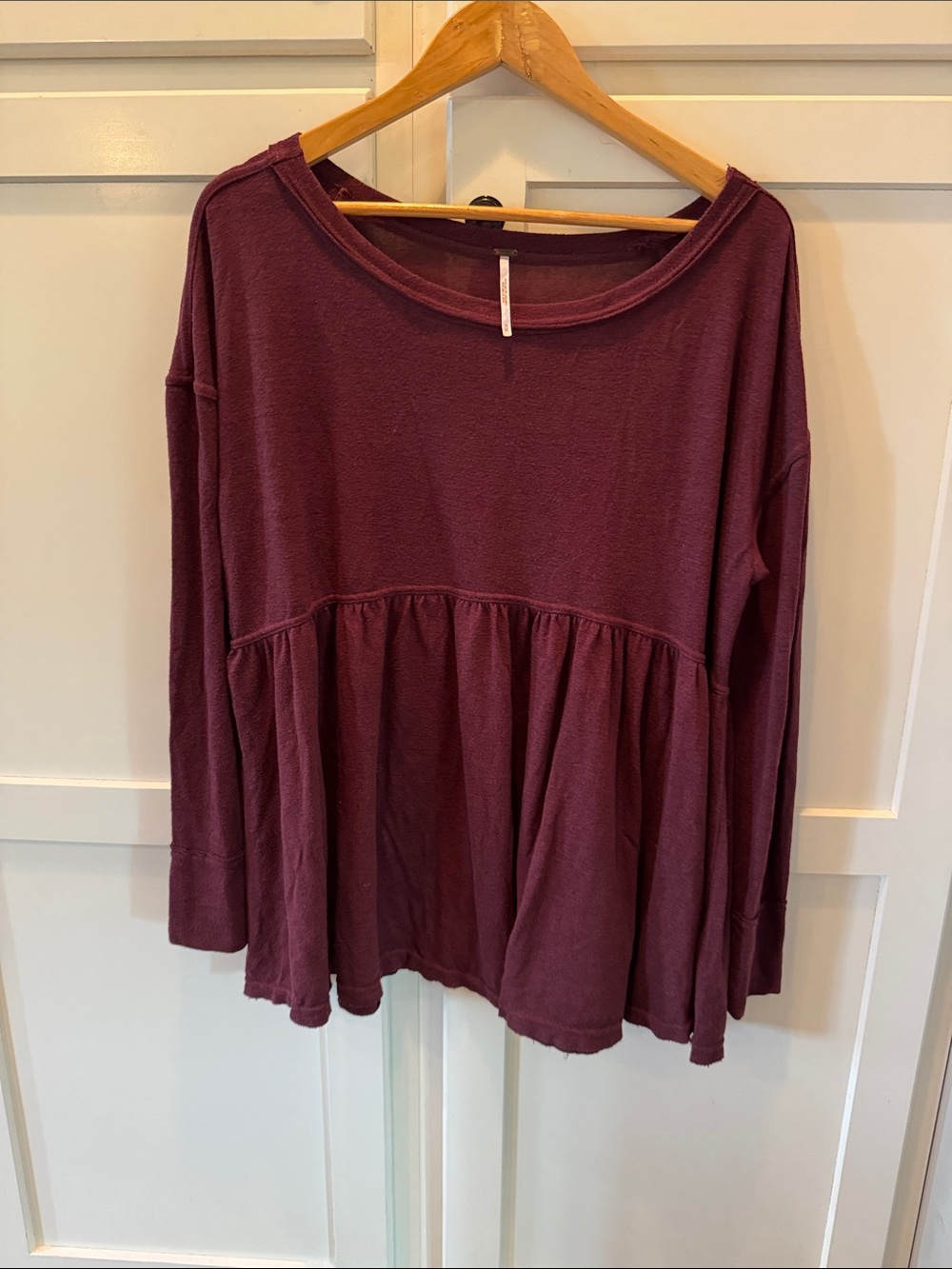 Free People Long Sleeve Peplum Tunic in Plum